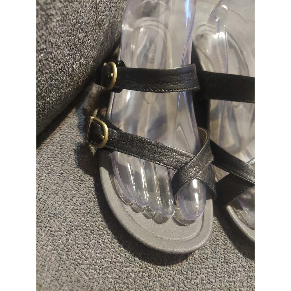 Eastland Hampton Slide Women Black Size 8M Strappy Sandal Toe Boho‎ Y2K Slip On